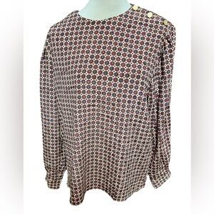 Russ Womens Size 16 Vintage Blouse Blue Red Long Sleeve Buttons Accesso